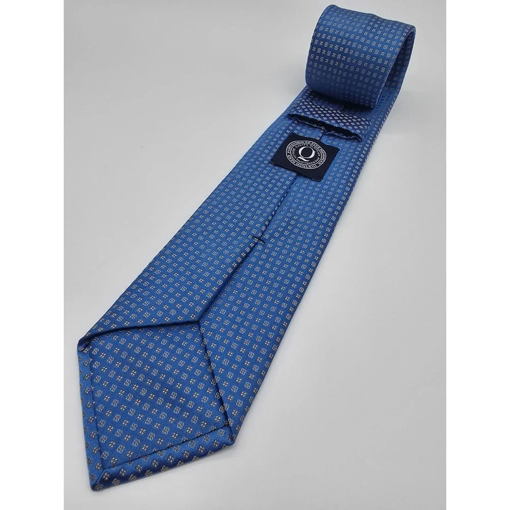 Q Custom Clothier Men's 100% Silk Blue Bronze Geometric Tie 60